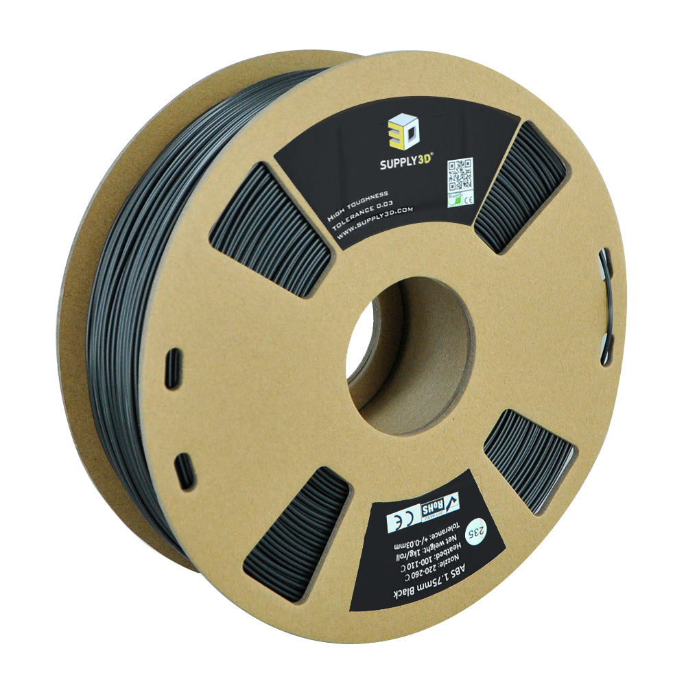 2-Pack SUPPLY3D 3D Printer ABS Filament 1 KG, 1.75 MM, Black