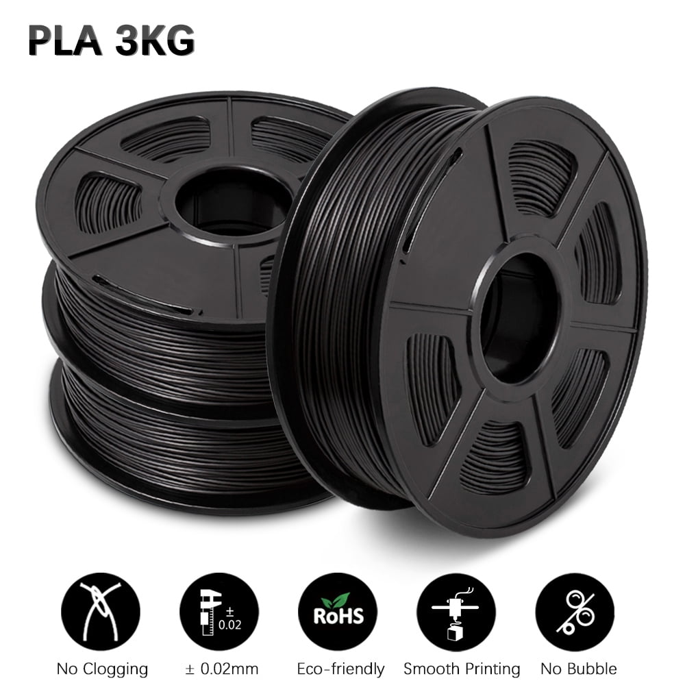 2-Pack SUPPLY3D PLA+ 3D Printer Filament 1.75 mm 1.0 KG - Black