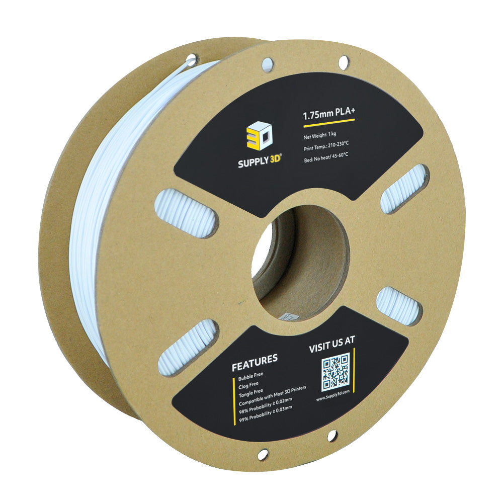 2-Pack SUPPLY3D PLA+ 3D Printer Filament 1.75 mm 1.0 KG Cold White