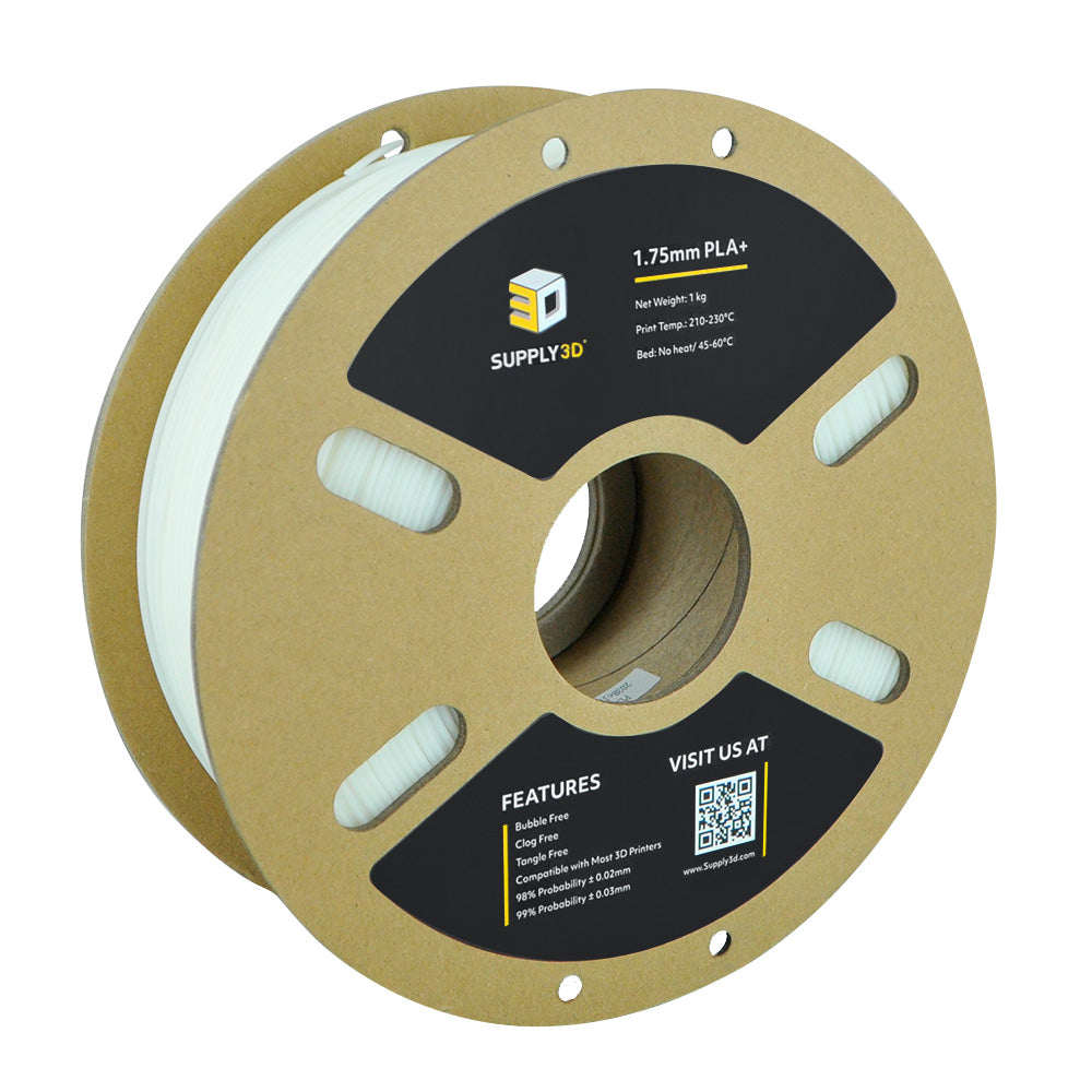 2-Pack SUPPLY3D PLA+ 3D Printer Filament 1.75 mm 1.0 KG White