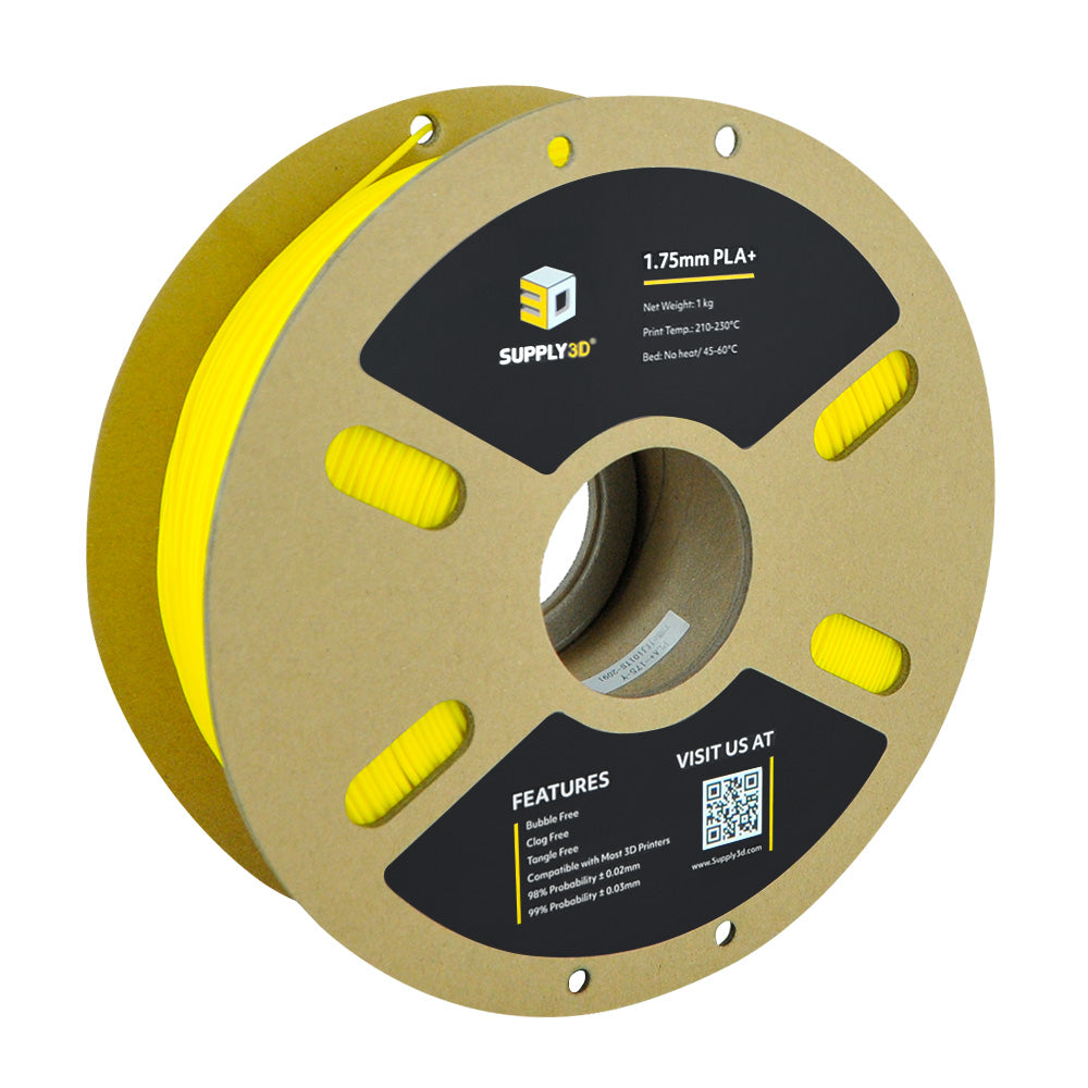 2-Pack SUPPLY3D PLA+ 3D Printer Filament 1.75 mm 1.0 KG - Yellow