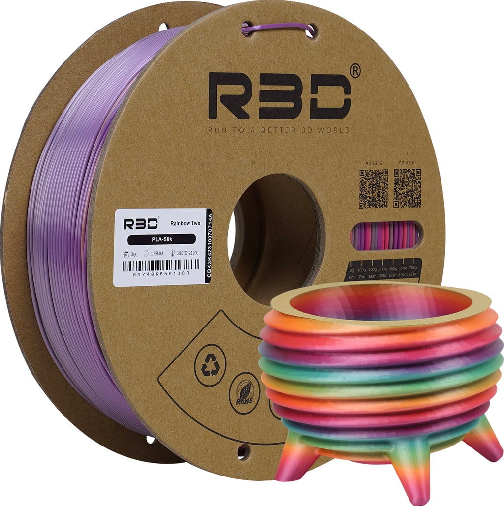 2-Pack SUPPLY3D PLA+ 3D Printer Filament 1.75 mm 1.0 KG Rainbow