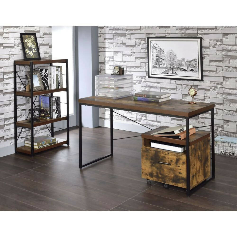 Acme Bob Rectangular Wooden Top Home Office Desk in Weathered Oak
